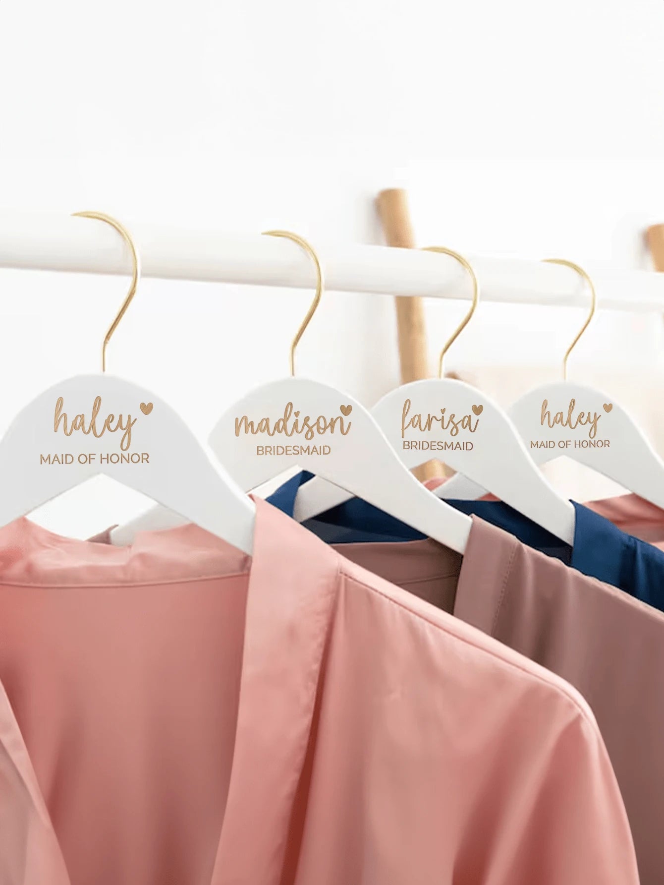 Personalized Bridal Party Hangers – Custom Name & Role - White