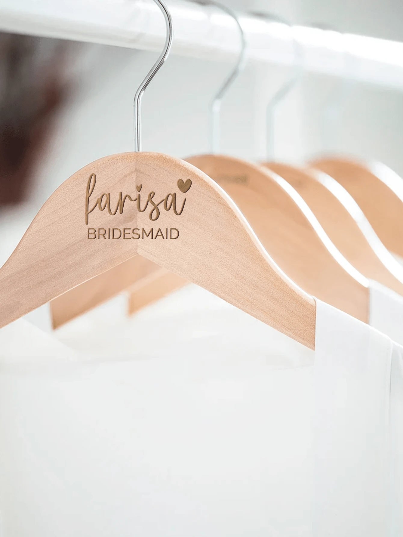 Personalized Bridal Party Hangers – Custom Name & Role - Wood