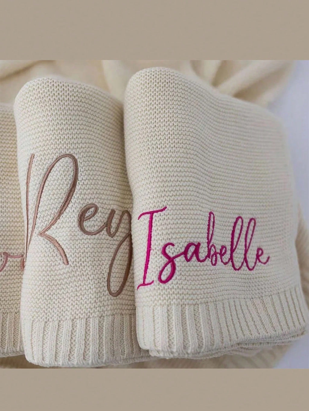 Personalised Baby Knitted Blanket – 80cm x 100cm