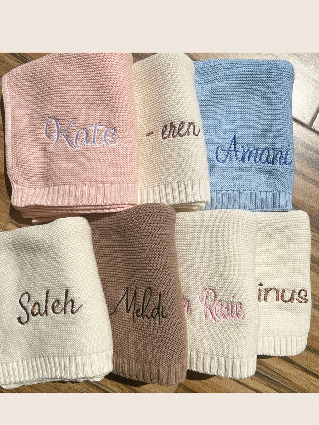 Personalised Baby Knitted Blanket – 80cm x 100cm