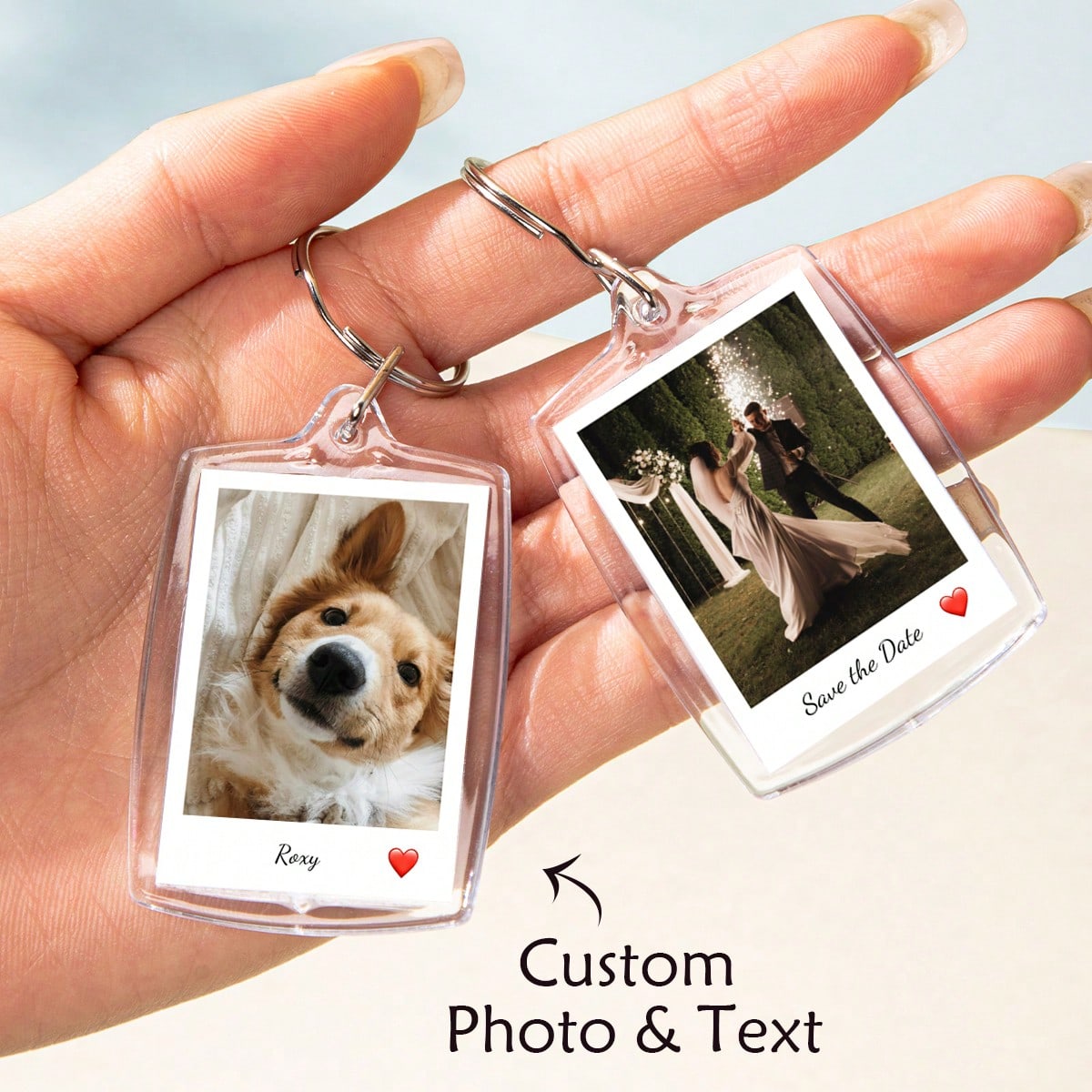 Custom Photo & Text Keychain – Personalized Acrylic Keychain (1pc)