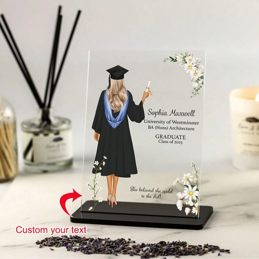 Personalized Acrylic Graduation Plaque – Custom Acrylic Frame With Text