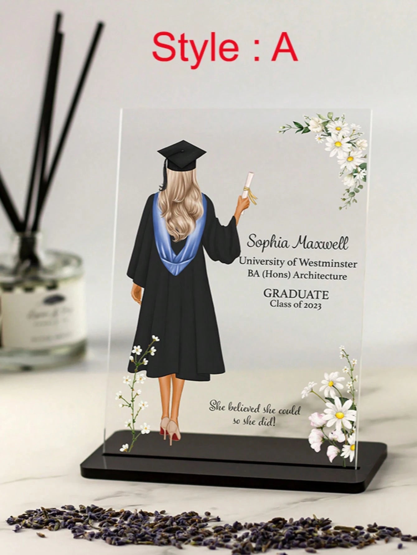 Personalized Acrylic Graduation Plaque – Custom Acrylic Frame With Text