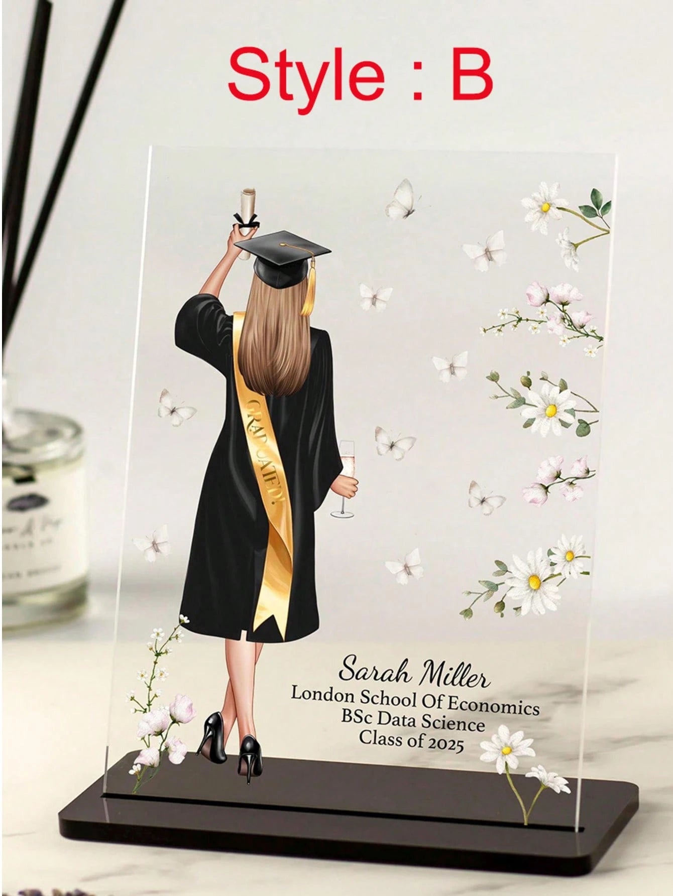 Personalized Acrylic Graduation Plaque – Custom Acrylic Frame With Text