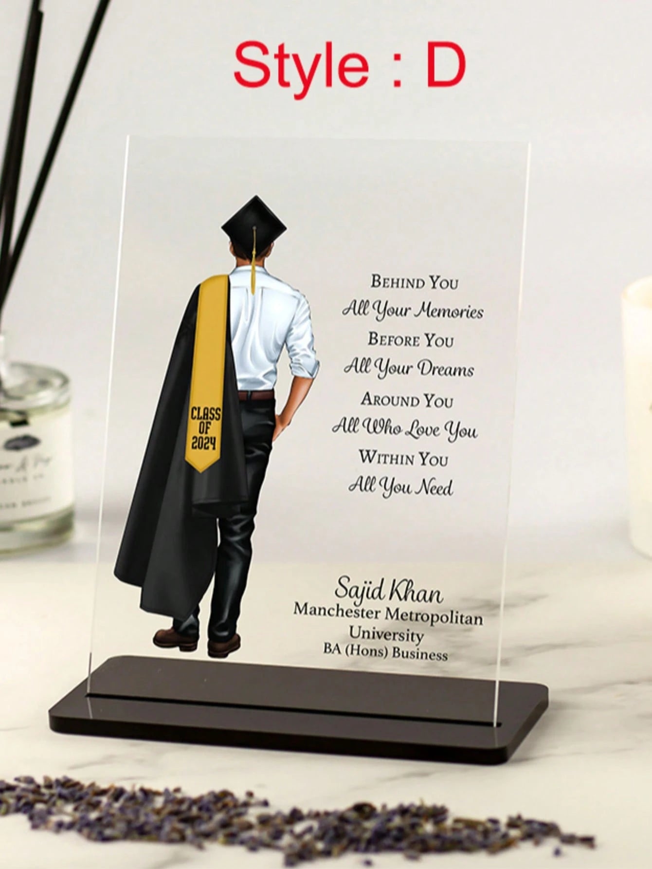 Personalized Acrylic Graduation Plaque – Custom Acrylic Frame With Text