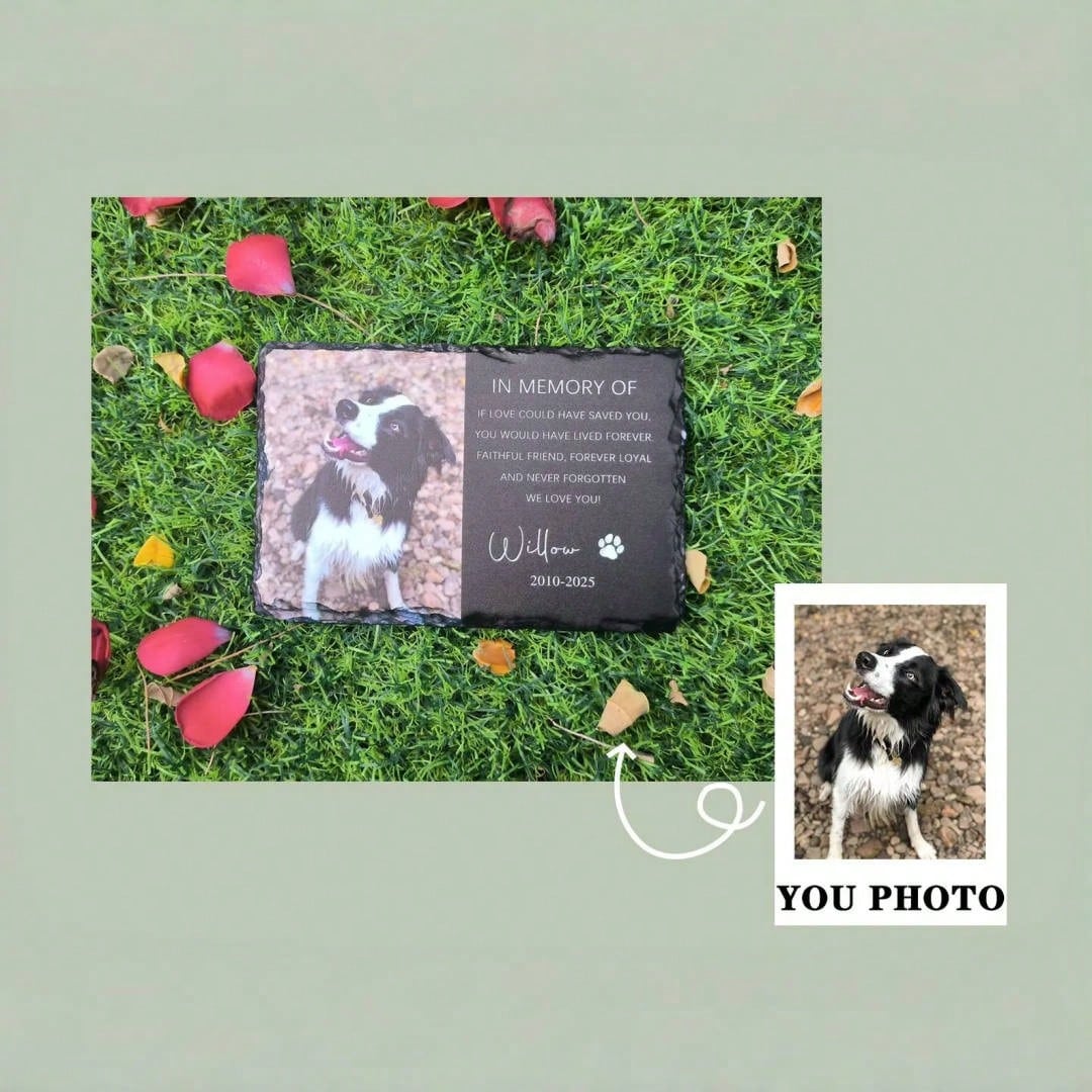 Personalized Pet Memorial Stone with Photo (20cm x 15cm)