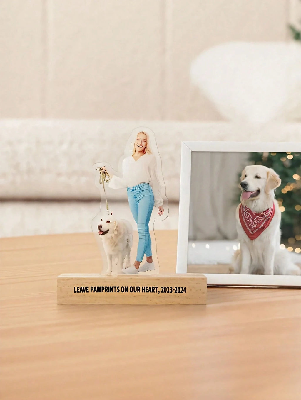 Custom Acrylic Photo Decoration – Personalized Acrylic Photo Statue With Wooden Base