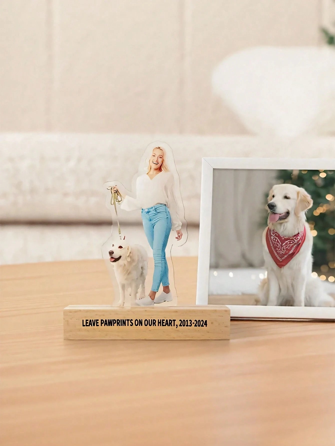 Custom Acrylic Photo Decoration – Personalized Acrylic Photo Statue With Wooden Base