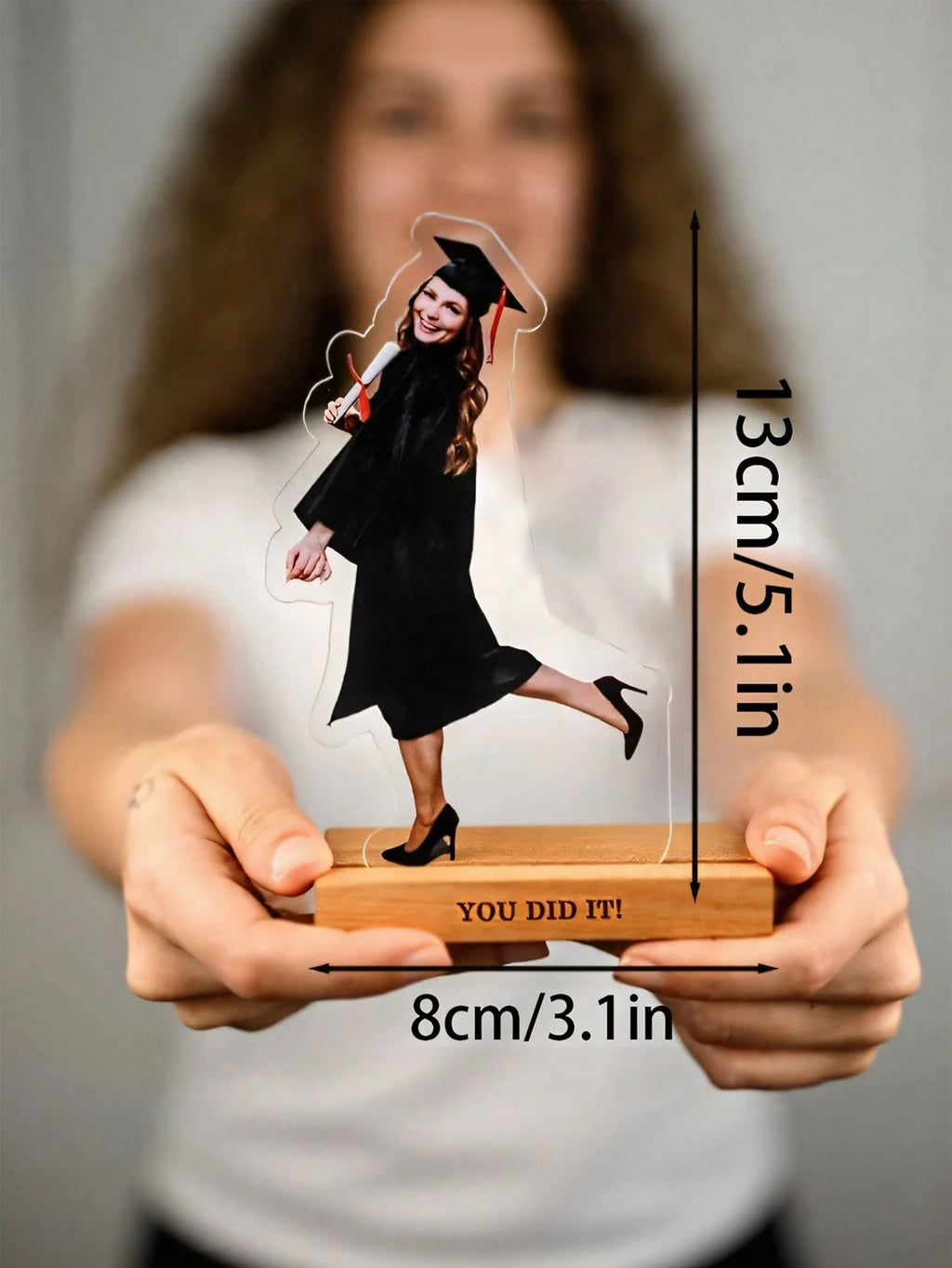 Custom Acrylic Photo Decoration – Personalized Acrylic Photo Statue With Wooden Base