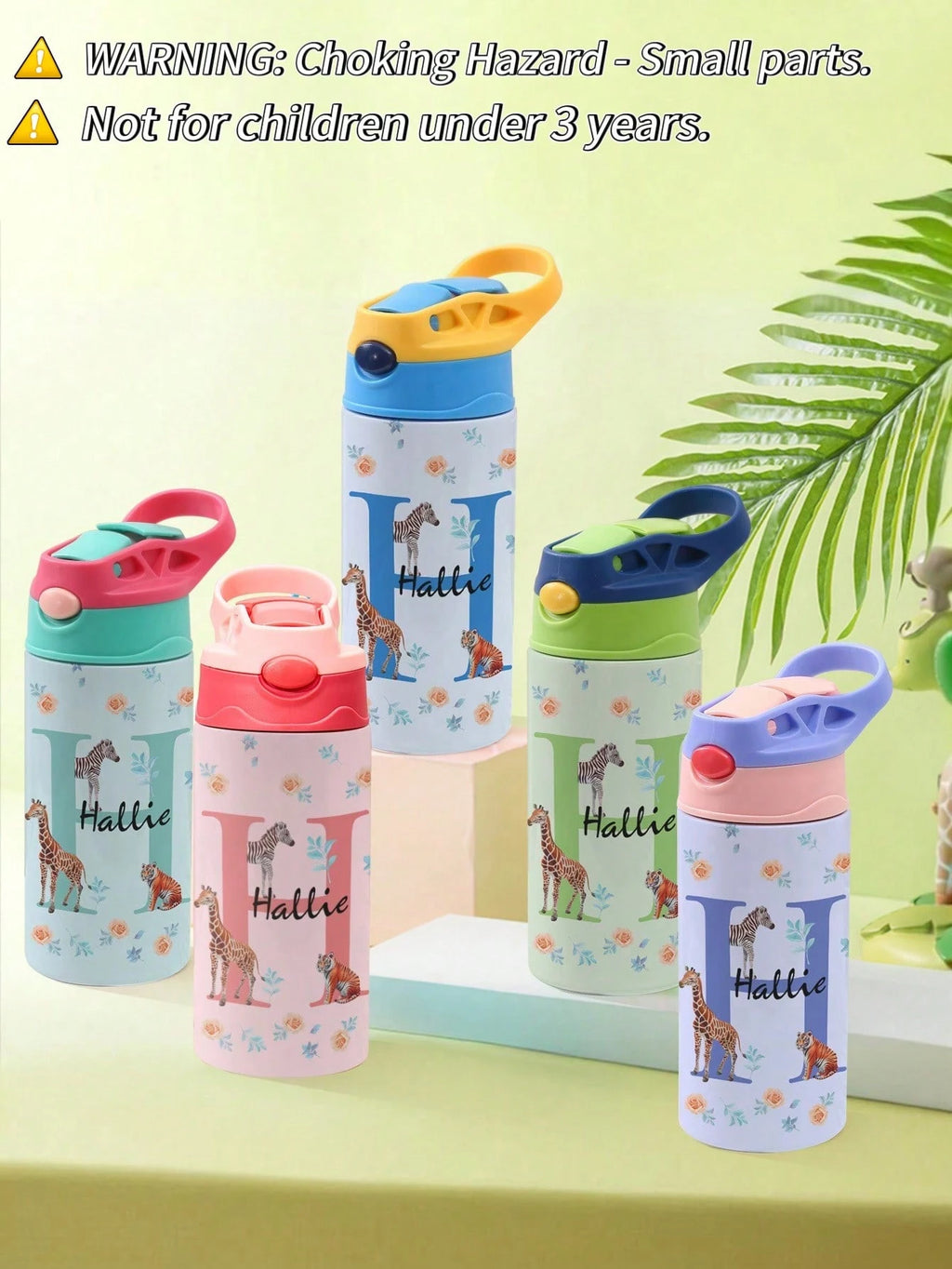 350ml Personalized Kids Water Bottle – Custom Name (Animal Design)