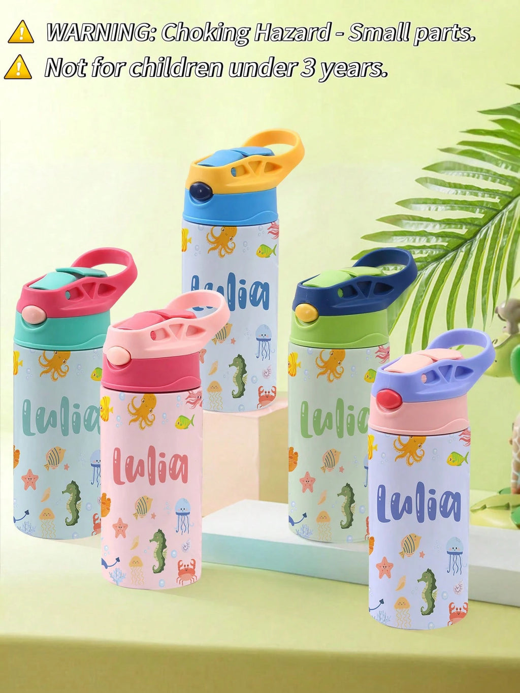 350ml Personalized Kids Water Bottle – Custom Name (Ocean Design)