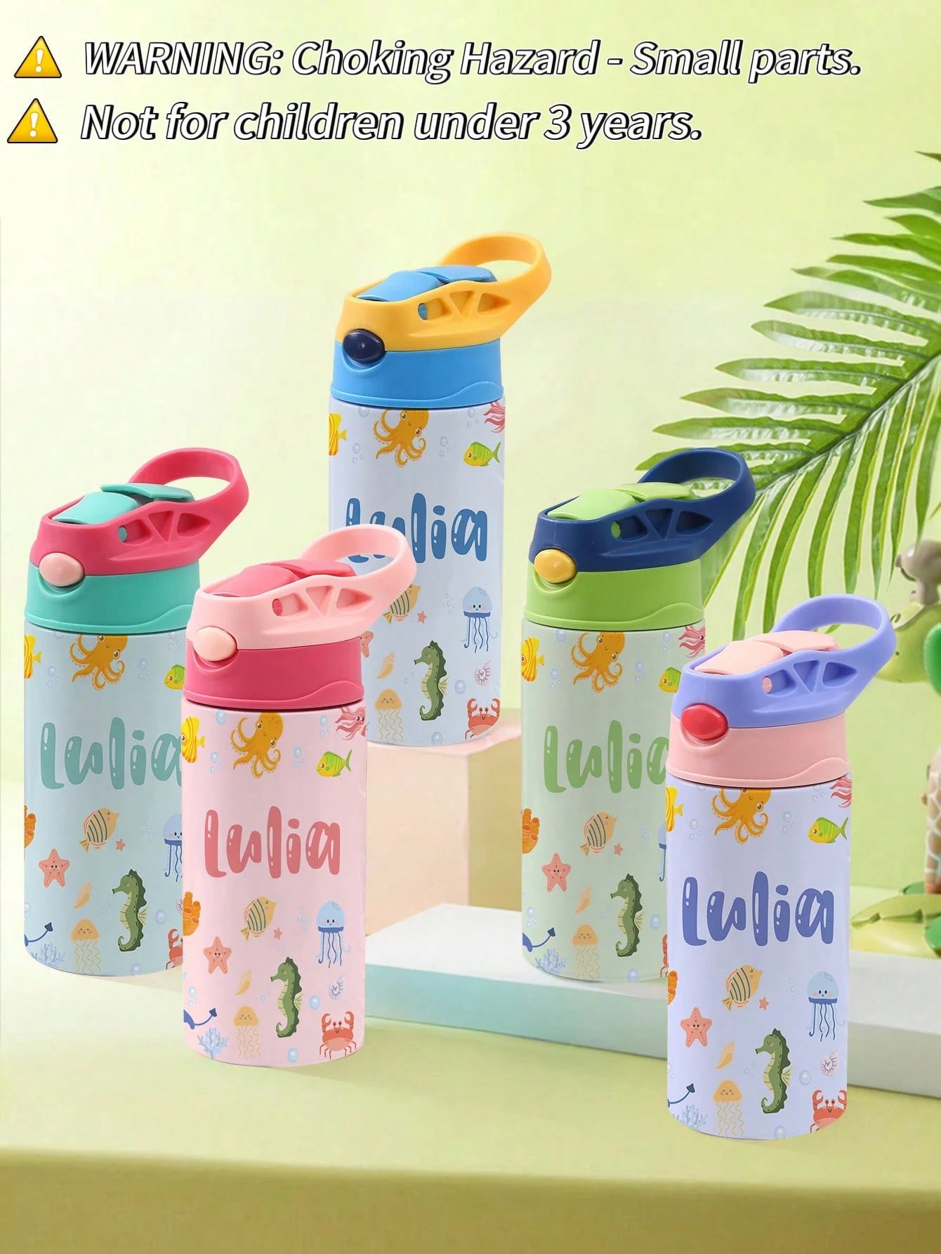 350ml Personalized Kids Water Bottle – Custom Name (Ocean Design)