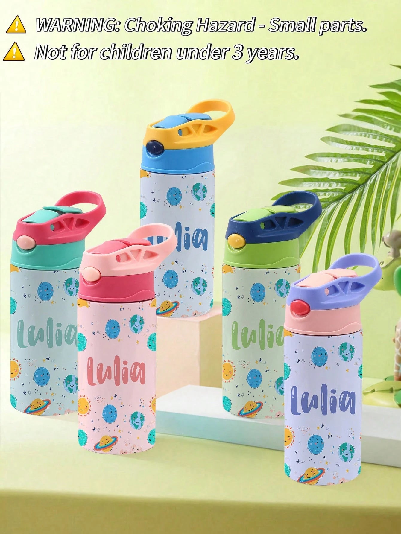 350ml Personalized Kids Water Bottle – Custom Name (Planets Design)