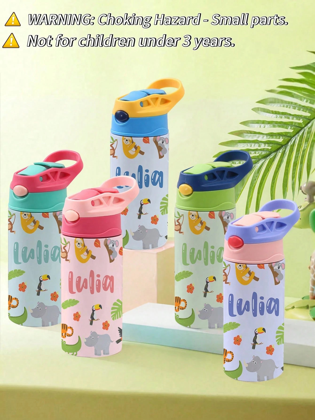 350ml Personalized Kids Water Bottle – Custom Name (Wild Design)