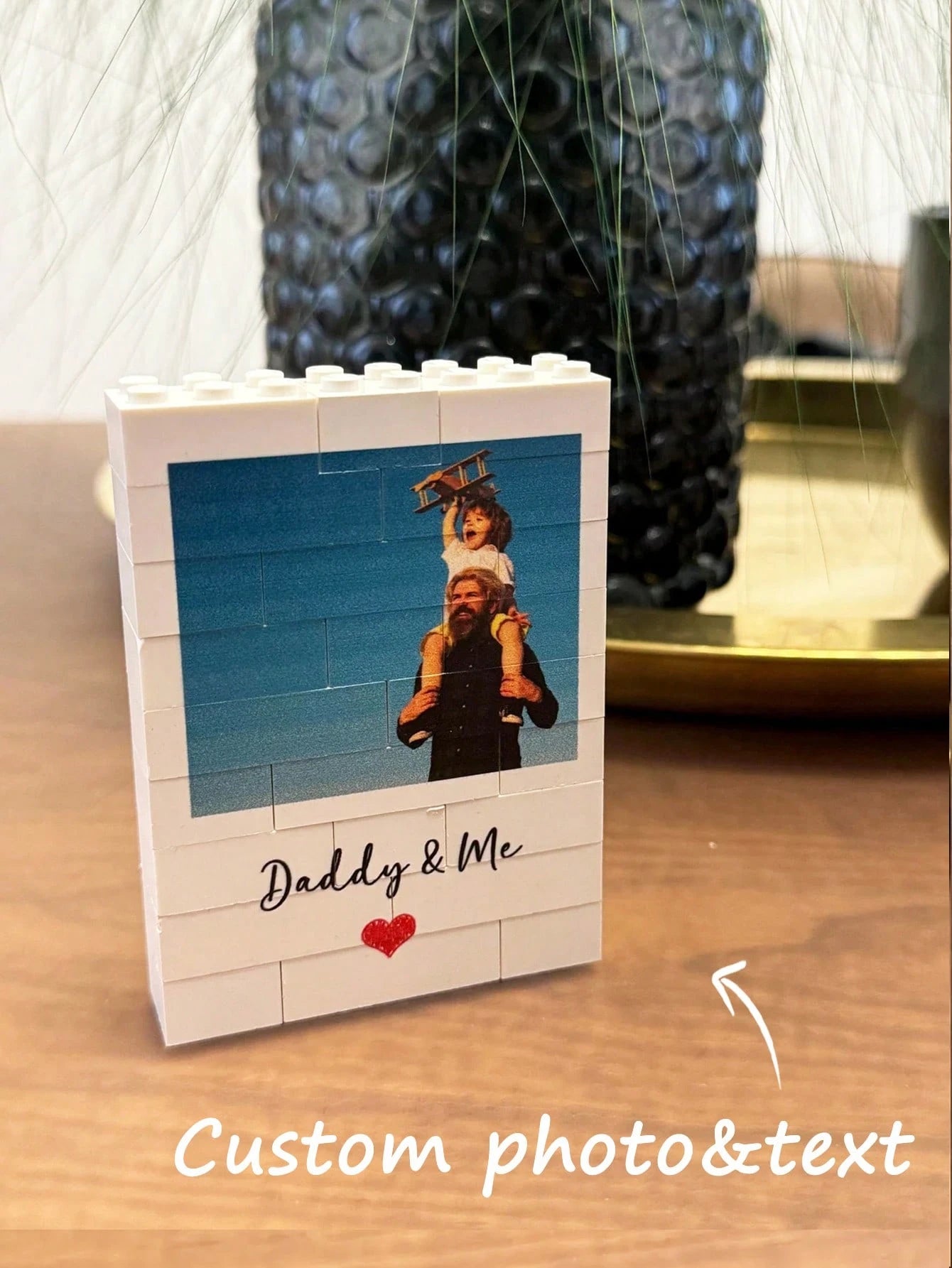 Custom Photo Brick Display with Personalized Text – Unique Gift for Dad, Mom, or Loved Ones