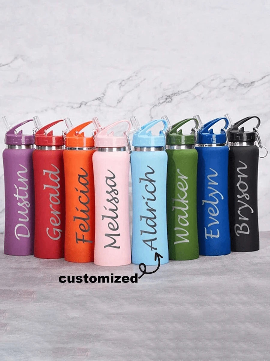 Personalized Name Water Bottles – 32oz BPA-Free Sports Bottles with Straw Lid