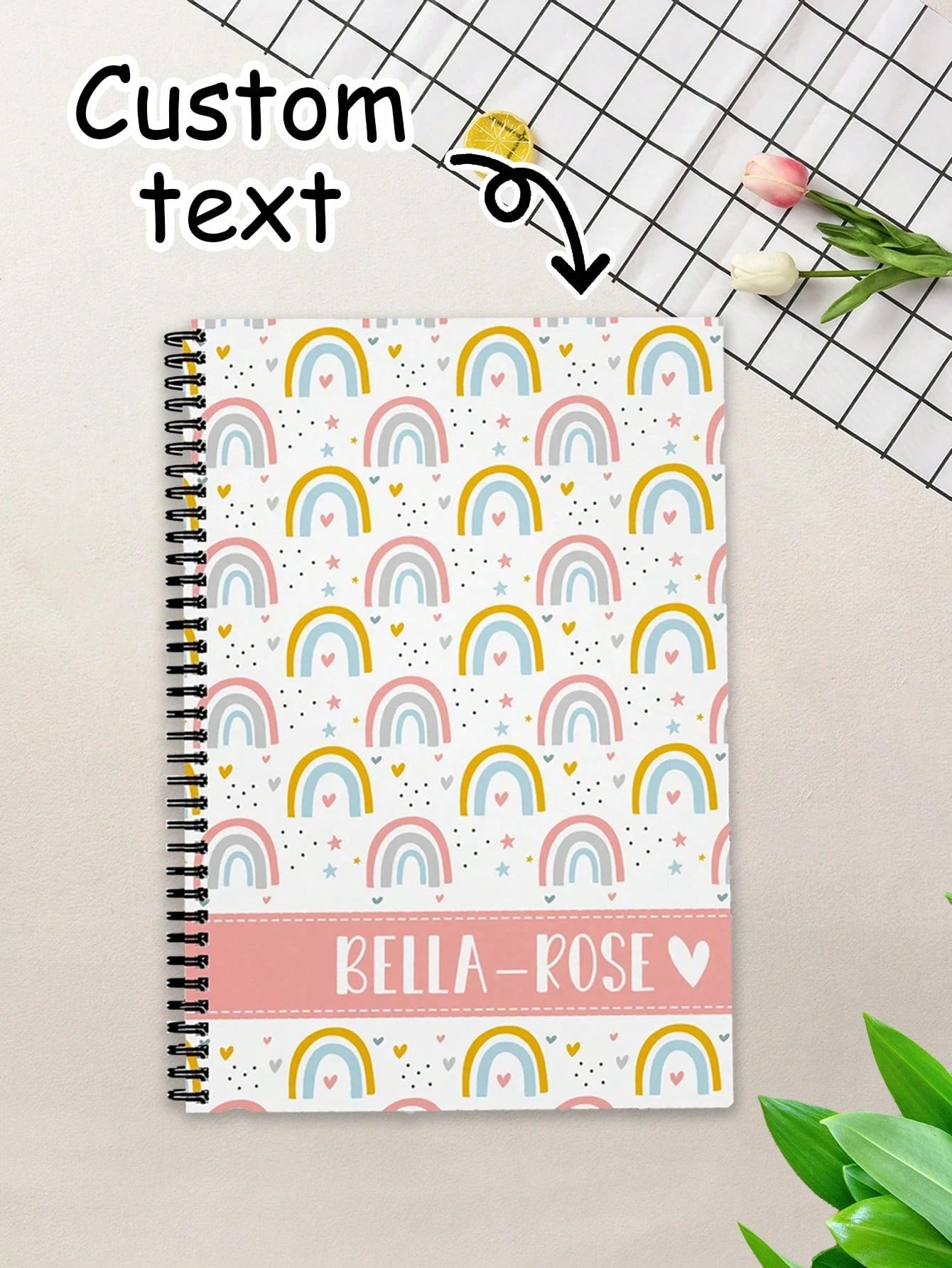 Personalized Notebook – Custom Name Journal (Rainbow) A5