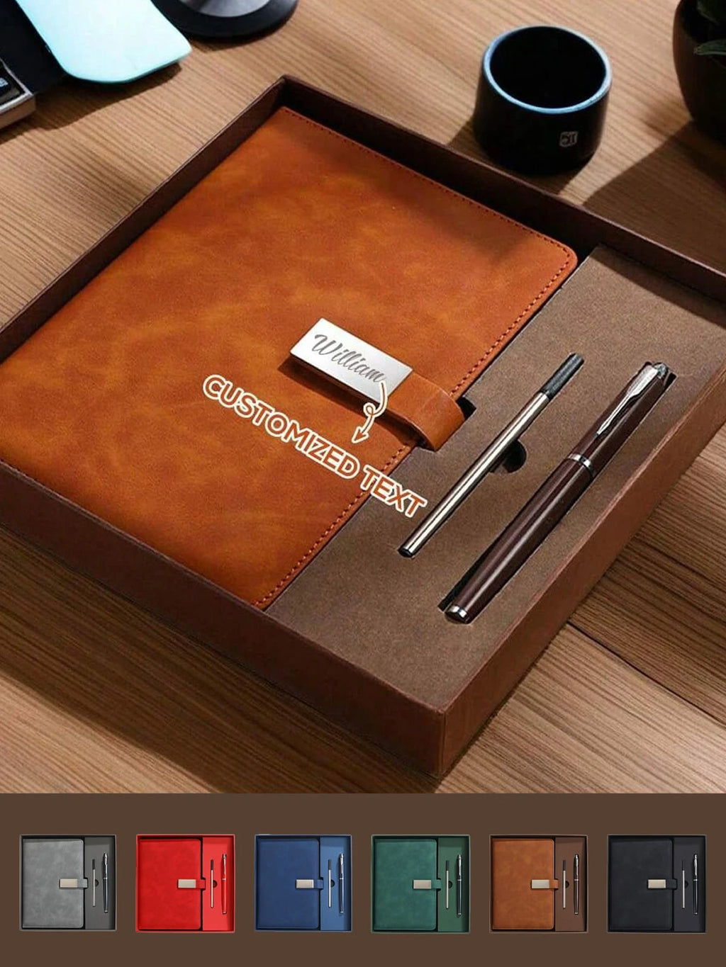 Personalized PU Leather Journal Set – Notebook and Pen Set