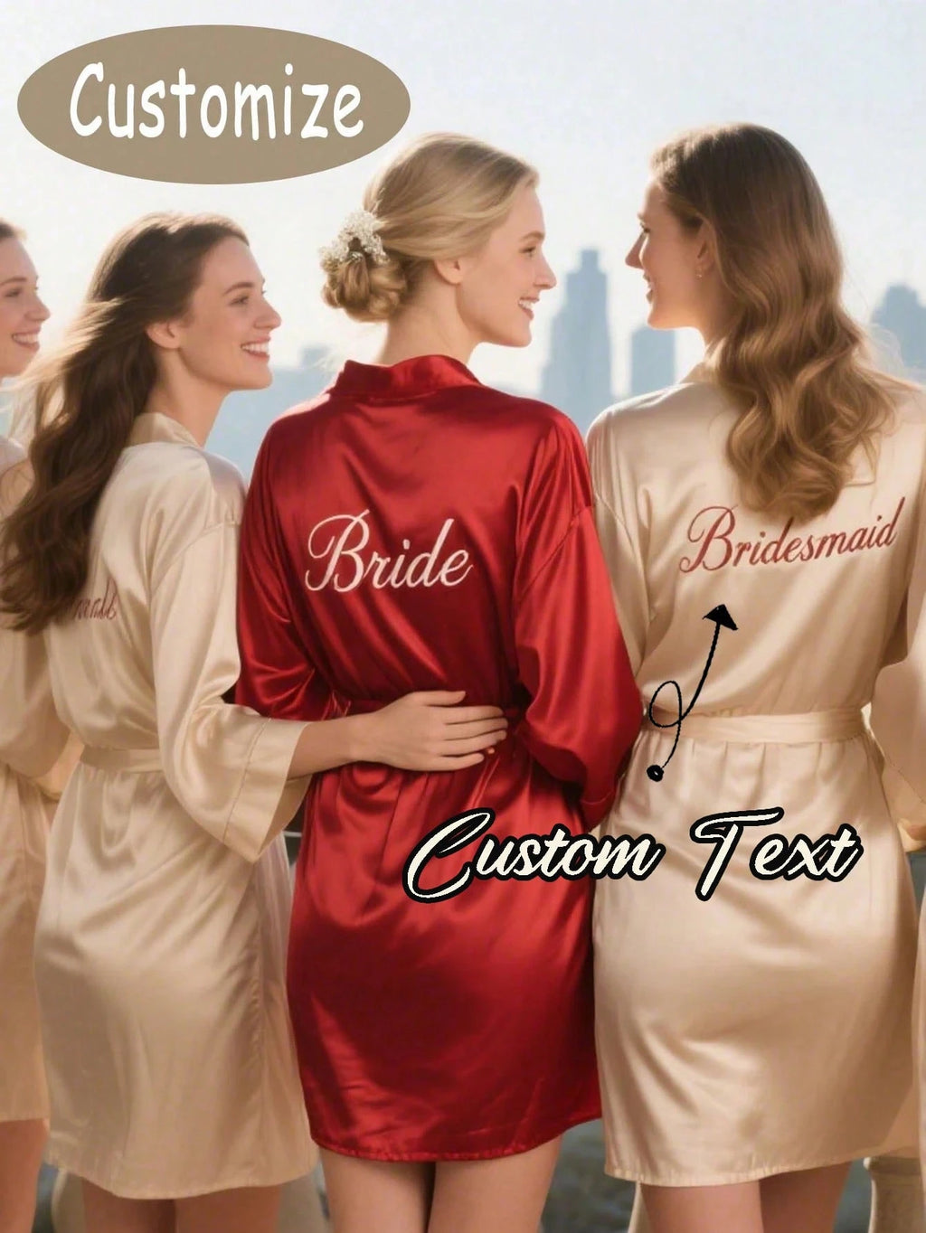Personalized Satin Bridal Party Robes – Custom Text