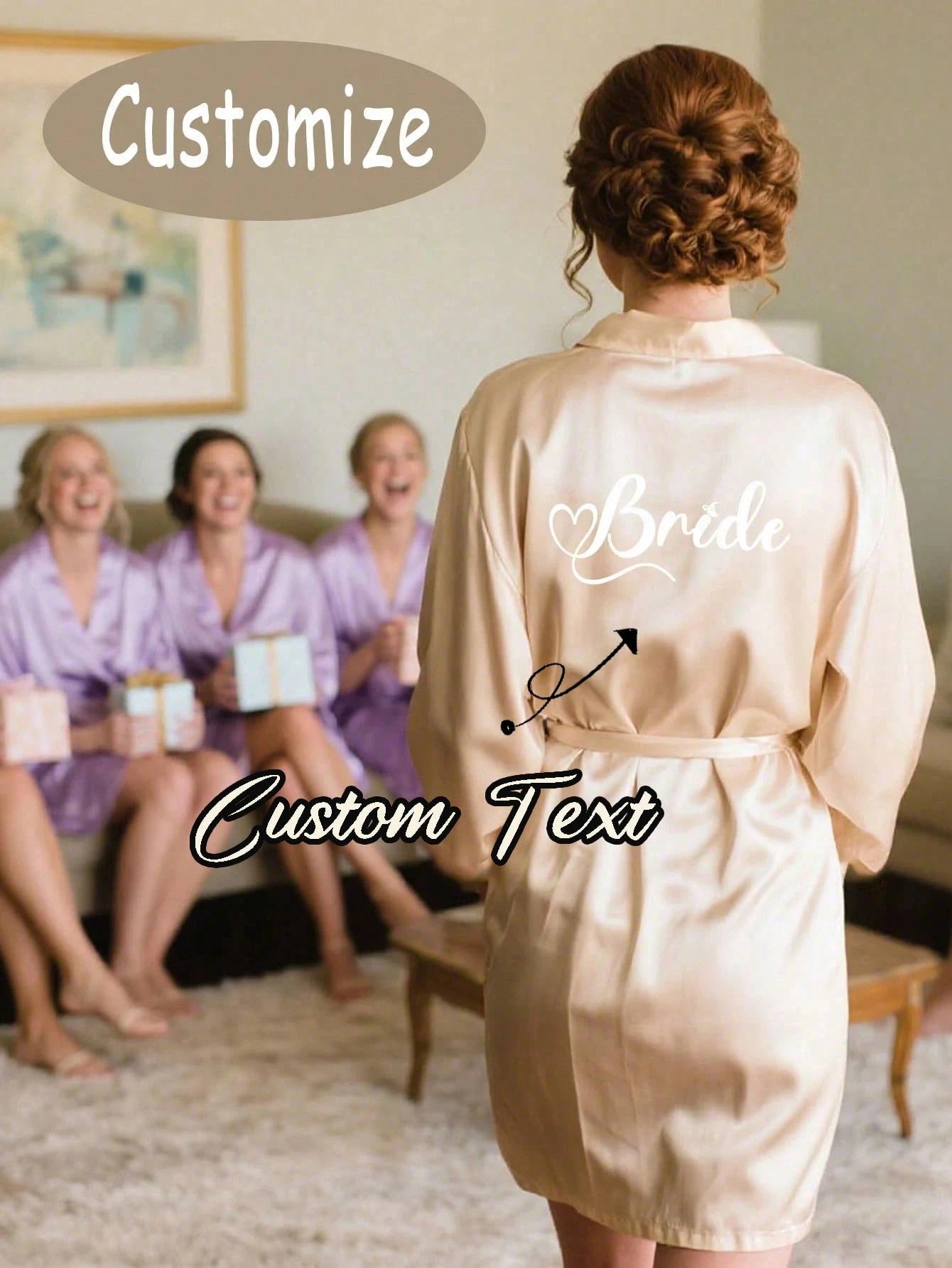 Personalized Satin Bridal Party Robes – Custom Text