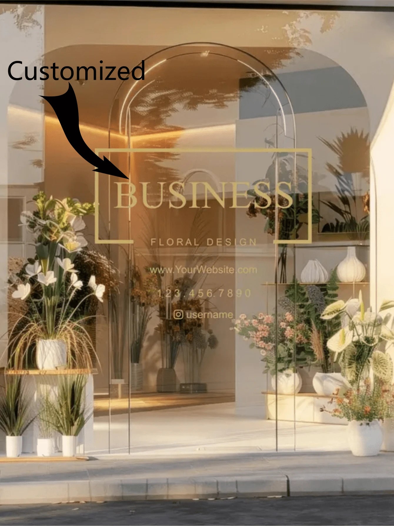Custom Storefront Decal – Personalized Business Window Sticker, Website & Contact Info