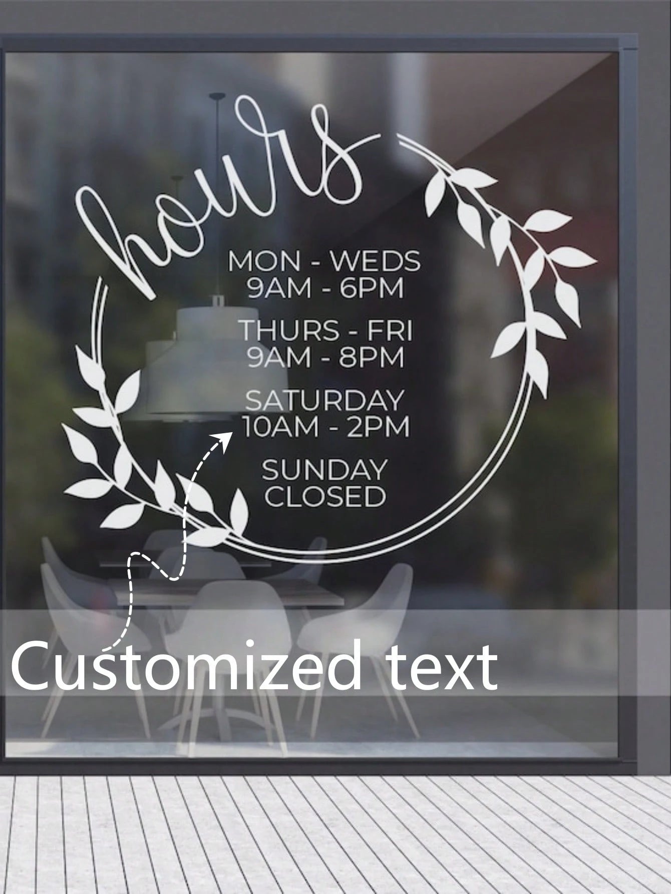 Custom Storefront Decal – Personalized Business Window Sticker, Website & Contact Info (Round)