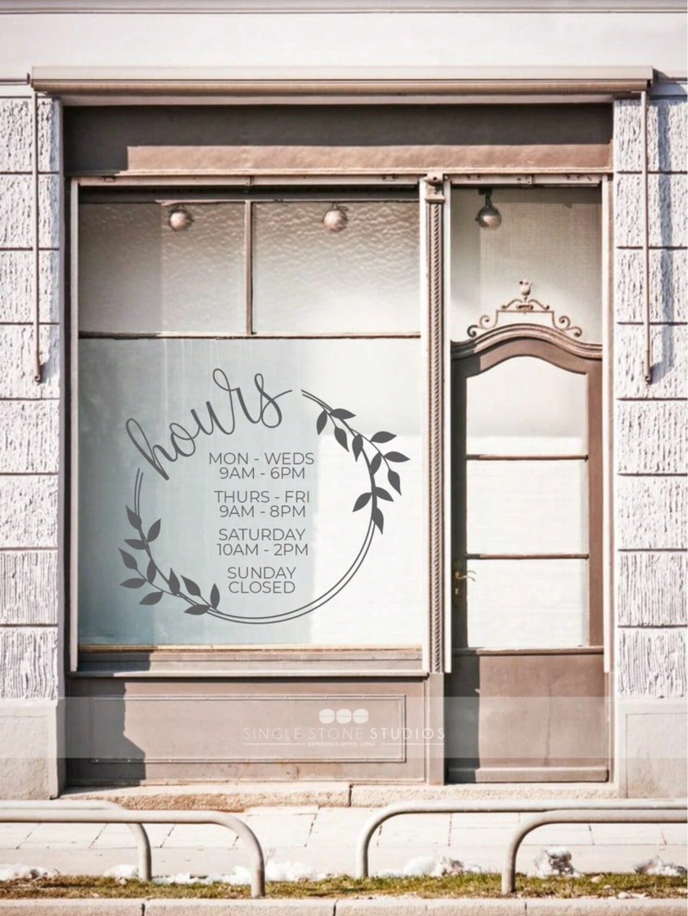 Custom Storefront Decal – Personalized Business Window Sticker, Website & Contact Info (Round)