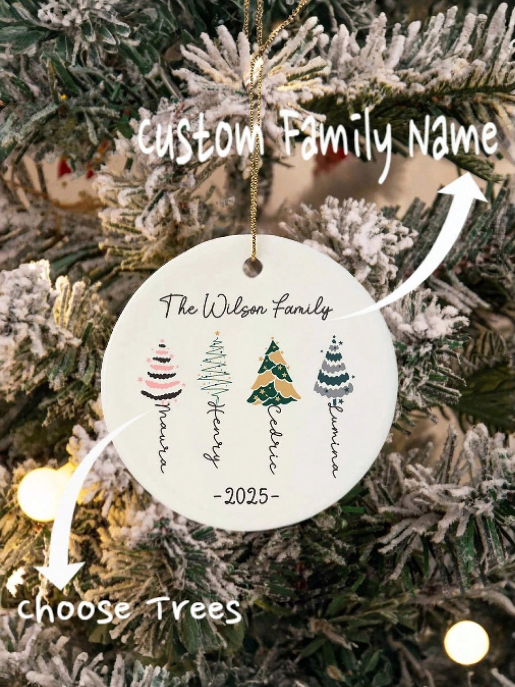 Personalized Wooden Christmas Name Ornament (Tree Name)