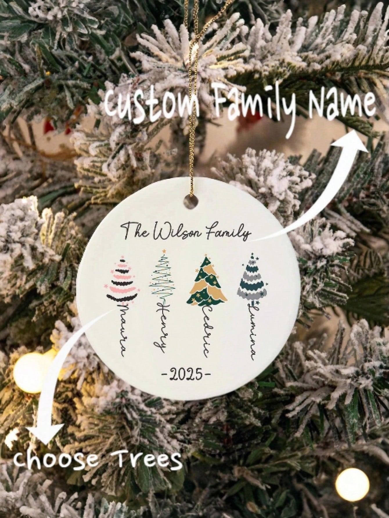 Personalized Wooden Christmas Name Ornament (Tree Name)