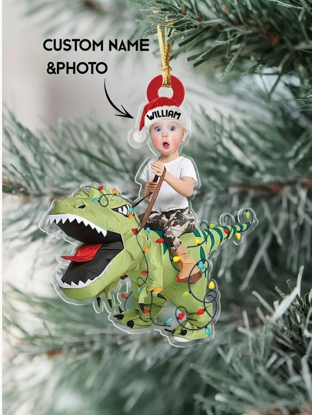 Personalized Christmas Name Ornament (Dino)