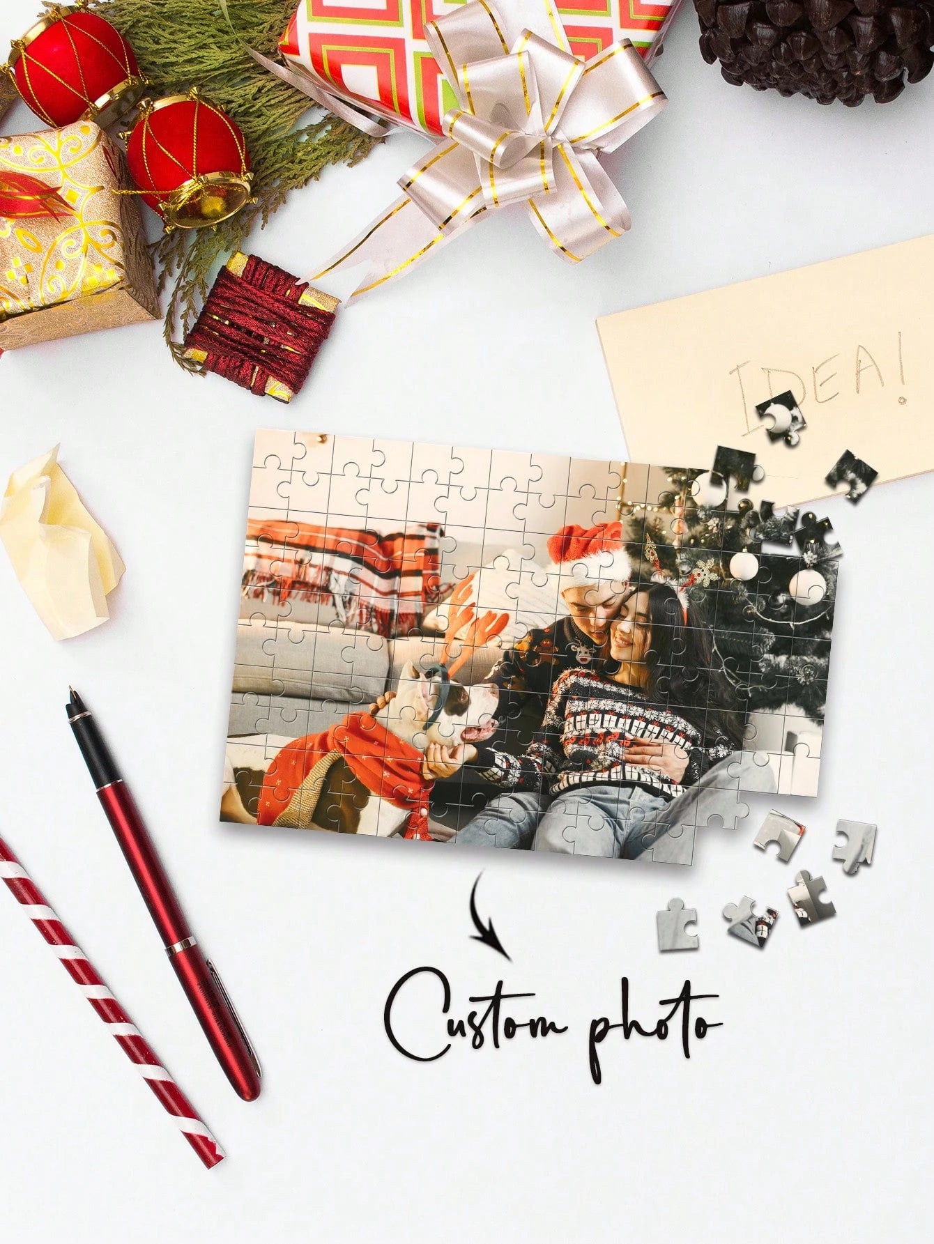 Custom Photo Jigsaw Puzzle –  Personalized Puzzle with Your Image (Christmas)