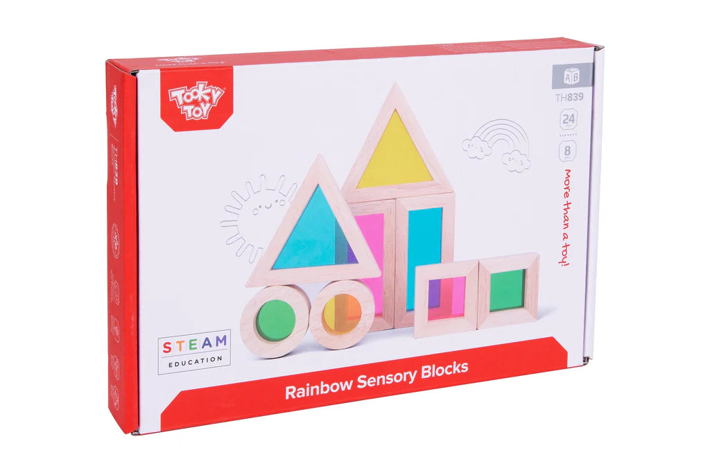 Tooky Toy - Wooden Rainbow Sensory Blocks