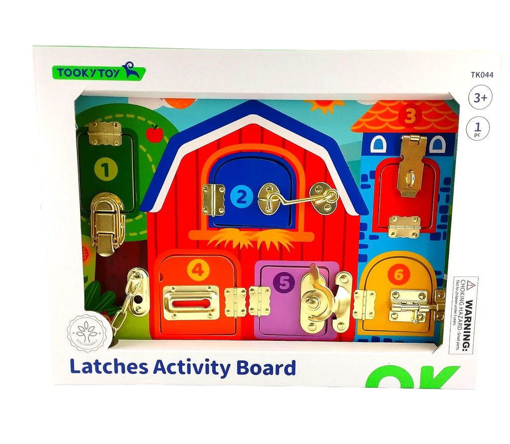 Tooky Toy - Wooden Farm Latch Activity Board