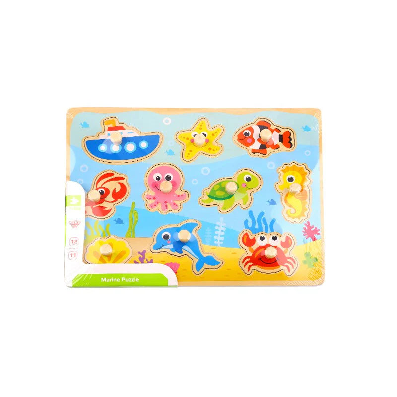 Tooky Toy - Wooden Marine Life Peg Puzzle