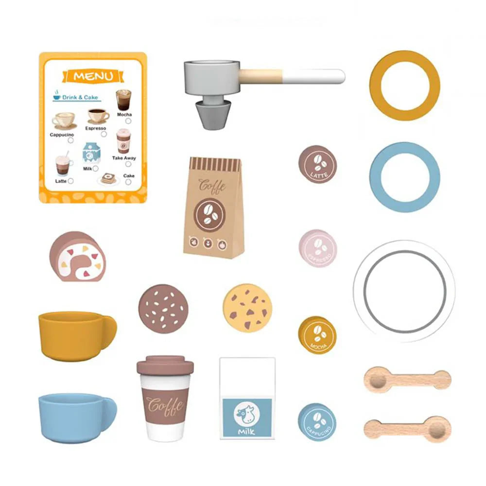 Tooky Toy - Kids Wooden Coffee Shop Toy Set