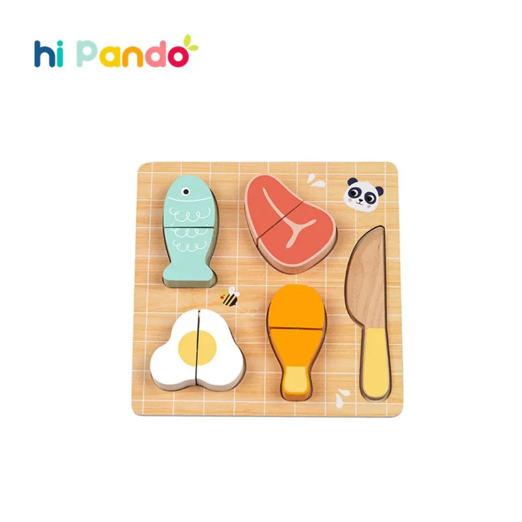 Tooky Toy - Hi Pando Wooden Pretend Play Food Cutting