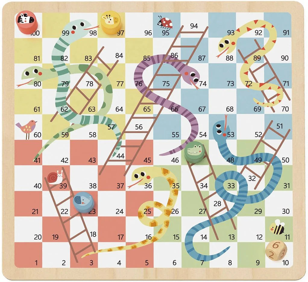 Tooky Toy - Wooden Ludo/Snakes And Ladders Play Set