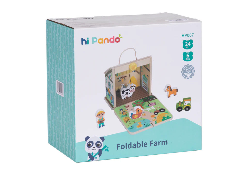 Tooky Toy - Hi Pando Foldable Farm - Carry Along Play Set