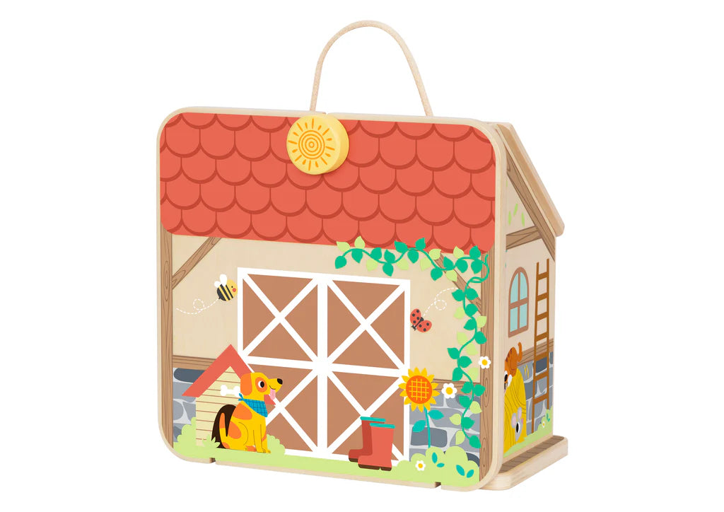 Tooky Toy - Hi Pando Foldable Farm - Carry Along Play Set
