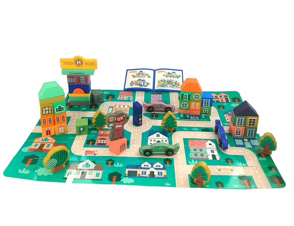 Hakko Toys - 161Pc Wooden Building Blocks