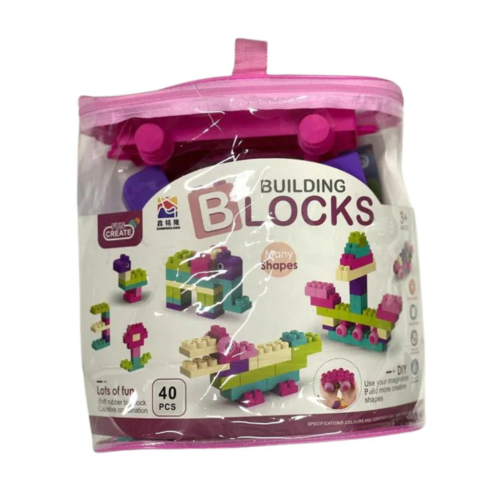 Pink Rubber Bluiding Blocks 40Pc