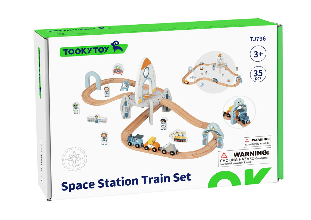 Tooky Toy - Wooden Space Theme Train Track