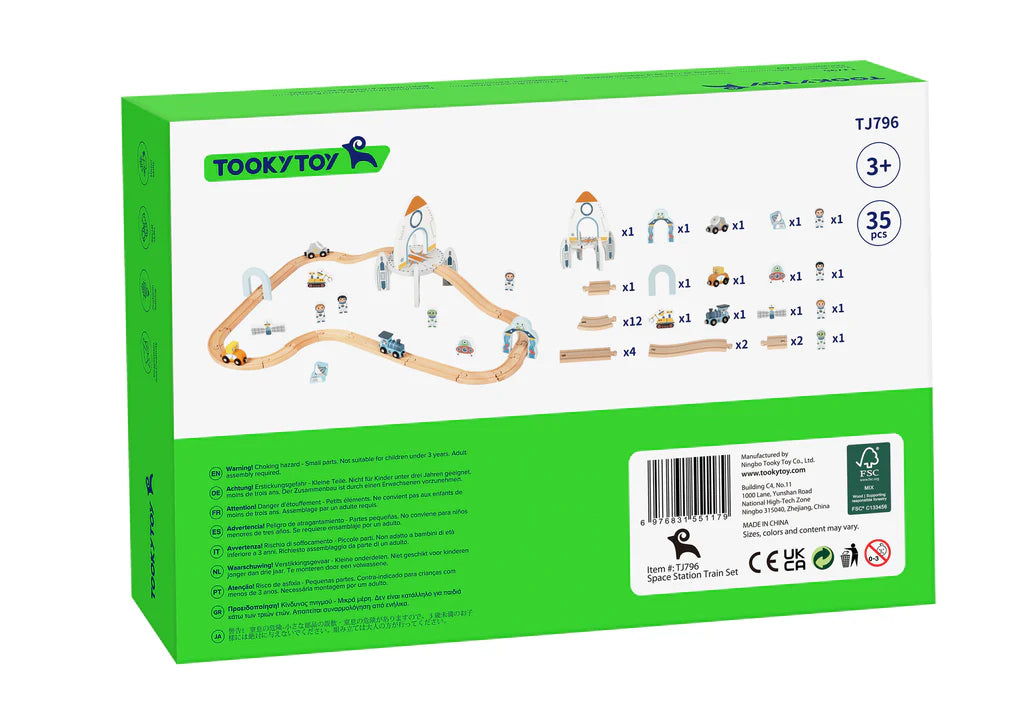 Tooky Toy - Wooden Space Theme Train Track