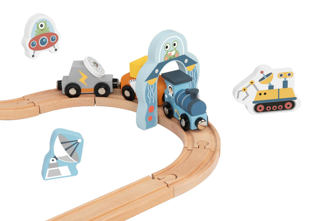 Tooky Toy - Wooden Space Theme Train Track