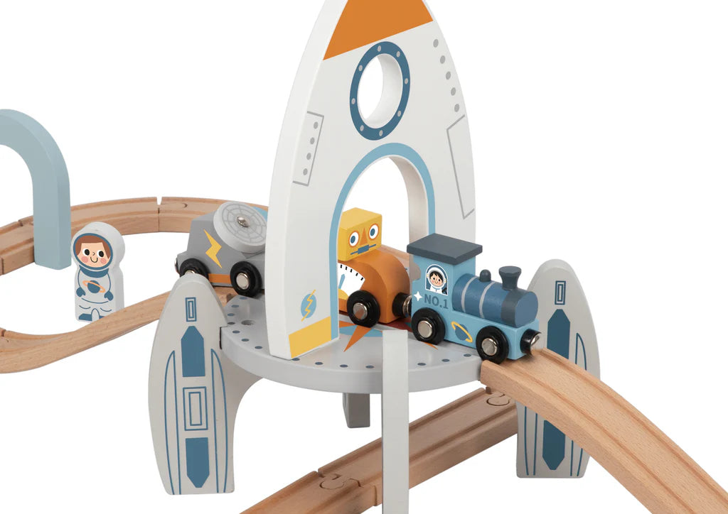 Tooky Toy - Wooden Space Theme Train Track