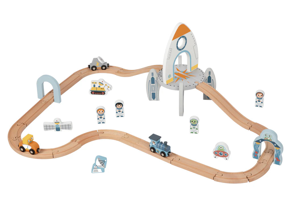 Tooky Toy - Wooden Space Theme Train Track