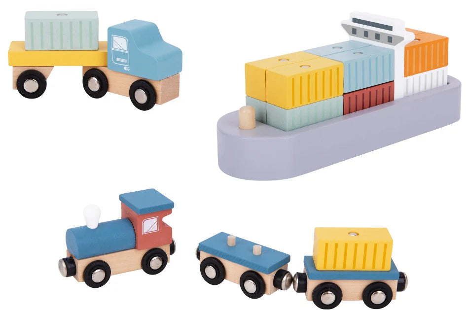 Tooky Toy - Wooden Crane Port Set