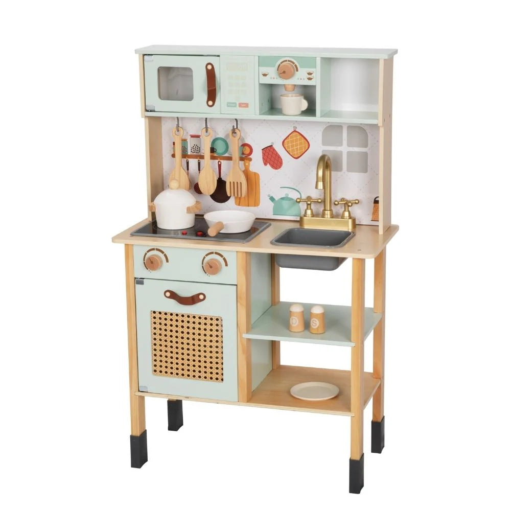 Tooky Toy - Kids Wooden Kitchen Play Set With Accessories
